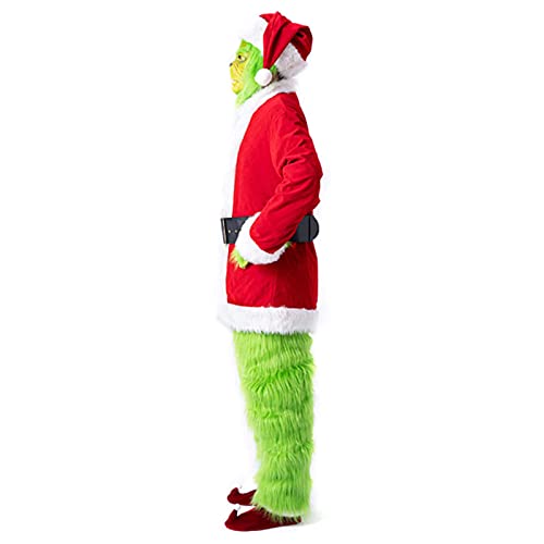 Grinch - Disfraz de Navidad para adultos (7 unidades, diseño de Papá Noel, talla A, M)