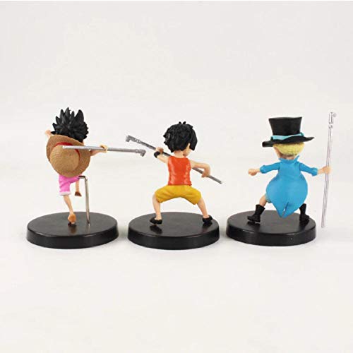 GSDGSD 3 Piezas Anime una Pieza Tres Hermanos Luffy Sabo Ace Childhood Ver. Figura de acción de PVC Modelo de Juguete