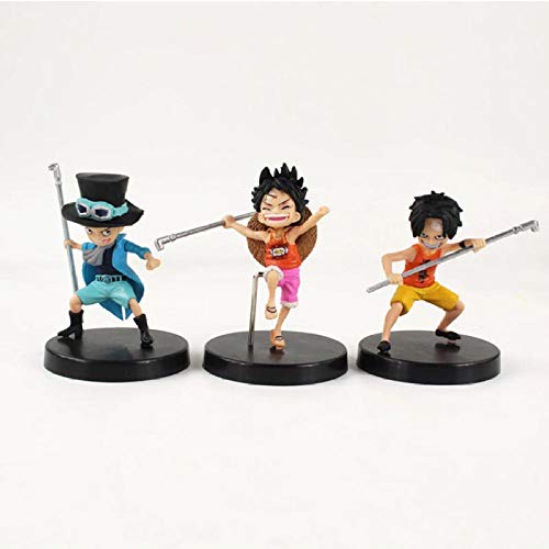 GSDGSD 3 Piezas Anime una Pieza Tres Hermanos Luffy Sabo Ace Childhood Ver. Figura de acción de PVC Modelo de Juguete