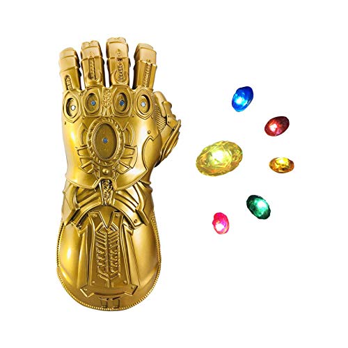 Guantelete del infinitom, Guante Thanos War Infinity Gems con 6 Piedras LED extraíbles, Diseño de imán, 3 Modos de Flash, Accesorios de Fiesta de Cosplay de Bar,Kids