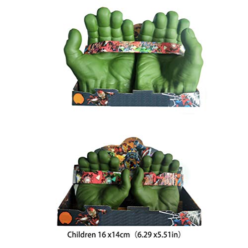 Guantes Gamma, Big Hulk Smash Hands, 1 par de Guantes de Boxeo Suaves de Hulk, Disfraz de PVC de puño para niños y Adultos (Green)