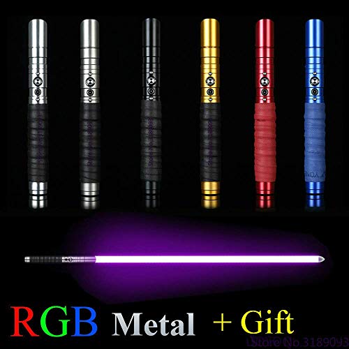 Guerra de las Galaxias Sable de luz – Metal aluminio Hilt Force Fx Lightssable con 11 colores cambiantes LED espadas láser recargables para adultos Sboy niñas niños Cosplay (dorado), plata (plata)