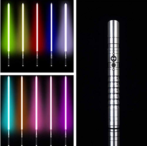 Guerra de las Galaxias Sable de luz – Metal aluminio Hilt Force Fx Lightssable con 11 colores cambiantes LED espadas láser recargables para adultos Sboy niñas niños Cosplay (dorado), plata (plata)