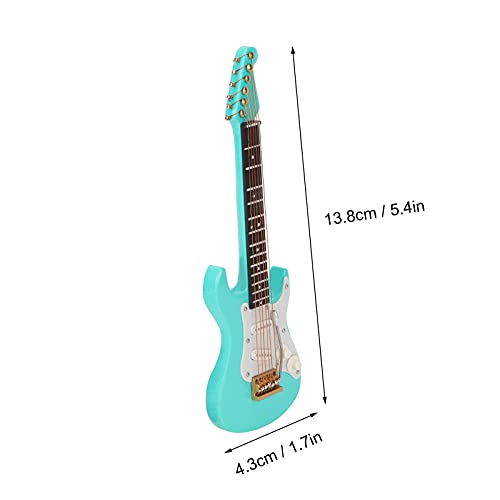 Guitarra en miniatura, regalo de instrumento musical modelo de guitarra con soporte/caja para el hogar para la oficina(14 cm green electric guitar)