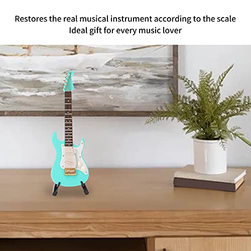 Guitarra en miniatura, regalo de instrumento musical modelo de guitarra con soporte/caja para el hogar para la oficina(14 cm green electric guitar)