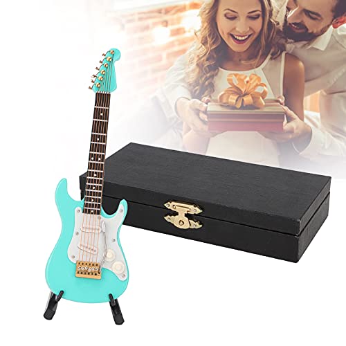 Guitarra en miniatura, regalo de instrumento musical modelo de guitarra con soporte/caja para el hogar para la oficina(14 cm green electric guitar)