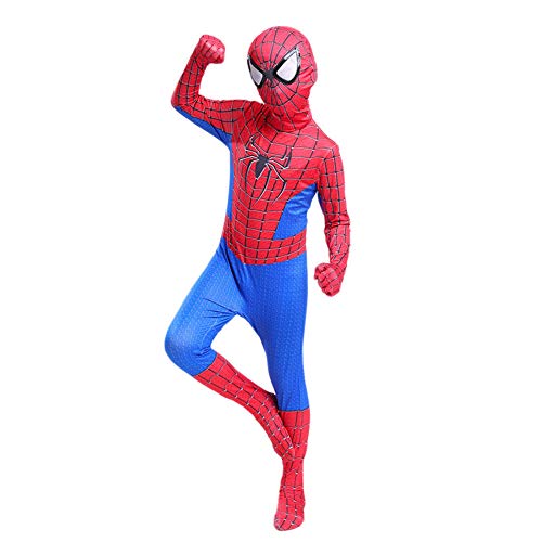 GUOHANG Niño Spiderman Traje Unisex Adultos Niños Superhéroe Spiderman Cosplay Traje Traje Lycra Spandex Zentai Estilo 3D Estilo Mono Kodyuit De Halloween Actividades Disfraces,A,90CM~100CM