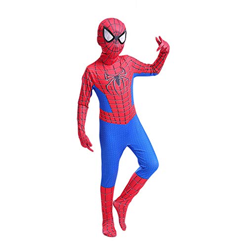 GUOHANG Niño Spiderman Traje Unisex Adultos Niños Superhéroe Spiderman Cosplay Traje Traje Lycra Spandex Zentai Estilo 3D Estilo Mono Kodyuit De Halloween Actividades Disfraces,A,90CM~100CM