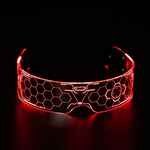 GUOYIHUA Gafas luminosas, gafas de máscara LED con gafas futuristas de 7 colores, gafas luminosas de panal, Color ajustable, Ideal para fiestas navideñas de vacaciones