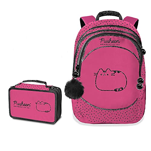 GUT DISTRIBUTION Mochila de 3 cremalleras Pusheen Candy Crystal + Estuche de 3 cremalleras S100716