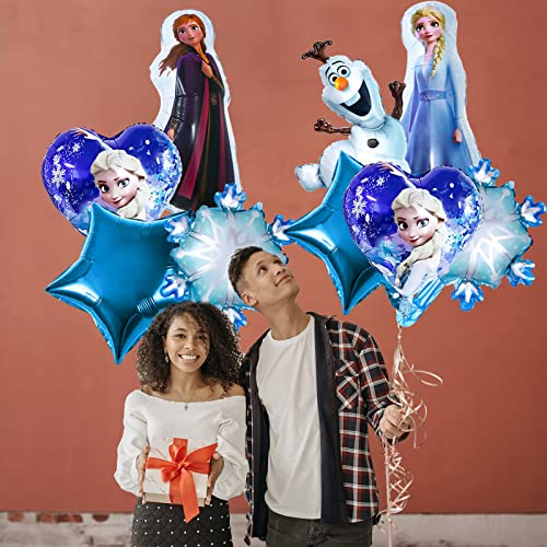 Gxhong Decoraciones de Cumpleaños Congeladas,10pcs Globos de Copo de Nieve Frozen Fiesta Cumpleaños Decoración Globos de Papel de Aluminio Elsa Globos de Cumpleaños, para Niñas, Cumpleaños,Baby Shower