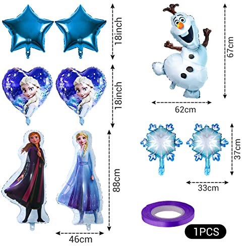 Gxhong Decoraciones de Cumpleaños Congeladas,10pcs Globos de Copo de Nieve Frozen Fiesta Cumpleaños Decoración Globos de Papel de Aluminio Elsa Globos de Cumpleaños, para Niñas, Cumpleaños,Baby Shower