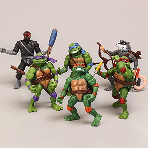 GYFDC 11.5CM Memoria De La Infancia Tortugas Ninja Mutantes Adolescentes Juego De Tortuga Azul Roja Figura De Anime Modelo De Juguete Coche Dormitorio Sala De Estudio Escritorio De Computadora Estatua