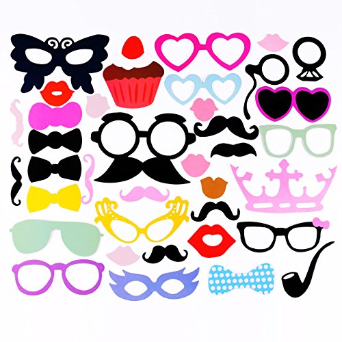 Gyvazla 75Pcs DIY Photo Booth Props Incluyendo Bigotes Gafas Pelo Arcos Sombreros labios spajaritas coronas para el partido, boda, cumpleaños, de la graduación, Accesorios para fiestas