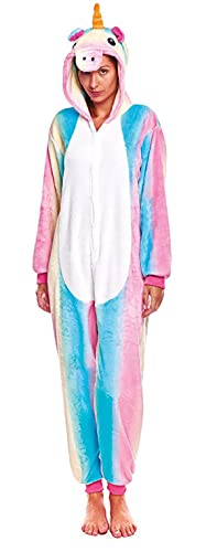 H HANSEL HOME Pijama Unicornio Arco Iris Mujer Hombre Adulto Unisexo Disfraces Animal Carnaval Halloween Cosplay Cómodo Suave - M