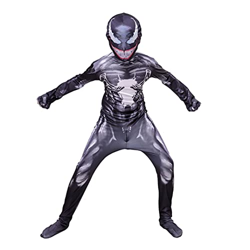 HAARUN Carnage Venom Disfraz para NiñO Disfraz de Halloween Cosplay Catsuit,Negro -105~115cm