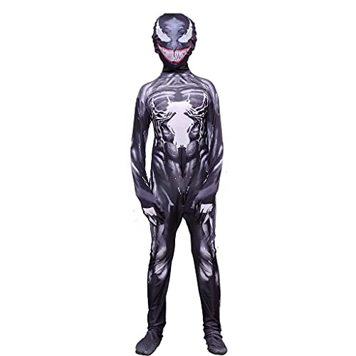 HAARUN Carnage Venom Disfraz para NiñO Disfraz de Halloween Cosplay Catsuit,Negro -105~115cm