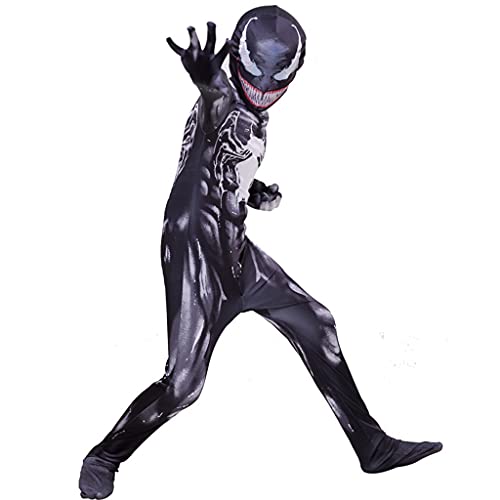 HAARUN Carnage Venom Disfraz para NiñO Disfraz de Halloween Cosplay Catsuit,Negro -105~115cm