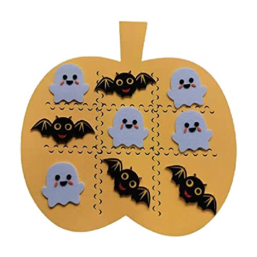 Hallowen Tic-Tac-Toe - Juego de mesa de rompecabezas de fieltro con diseño de murciélago fantasma y calabaza