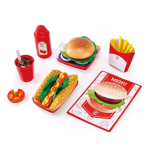 Hape- Set de fast food, Color carbón (E3160) , color/modelo surtido