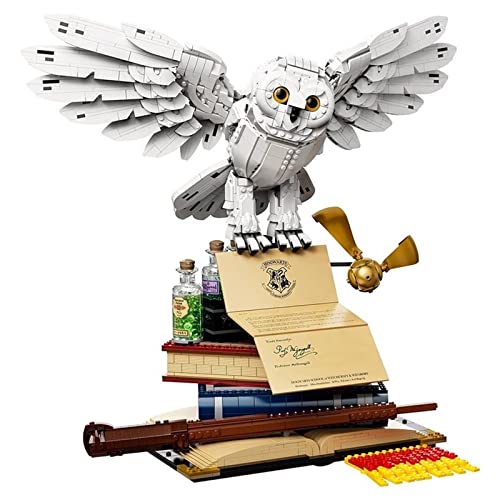 Harry Potter Hogwarts Icons Edición de coleccionista Puzzle Ensamblar juguetes de construcción, Modelo de bloque de construcción de búho Hedwig, Compatible con LEGO Hedwig,50 * 44 * 33cm