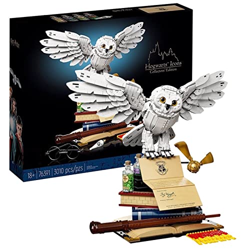 Harry Potter Hogwarts Icons Edición de coleccionista Puzzle Ensamblar juguetes de construcción, Modelo de bloque de construcción de búho Hedwig, Compatible con LEGO Hedwig,50 * 44 * 33cm