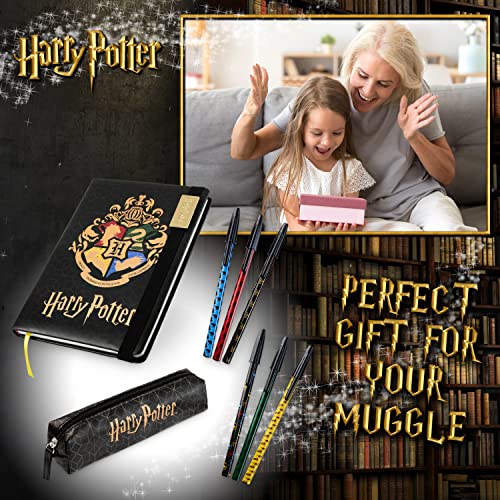 Harry Potter Material Escolar y Papelería Bonita con Estuche Escolar Bolígrafos y Cuaderno Harry Potter