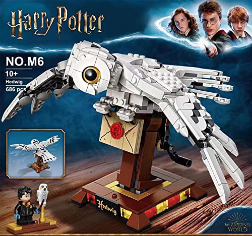 Harry Potter Owl Hedwig Building Blocks Kit de construcción con minifiguras, modelo rompecabezas 3D la serie Harry Potter 630 piezas, coleccionable exclusivo compatible con Lego Hedwig