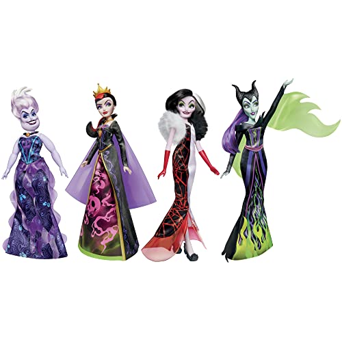 Hasbro Disney Princess Villains - Colección Luces y Sombras - Pack de 4 muñecas de villanas de - Edad: A Partir de 5 años - Exclusivo de Amazon (F5120)