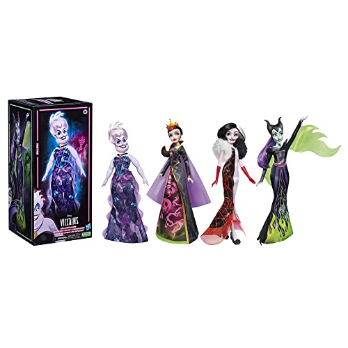 Hasbro Disney Princess Villains - Colección Luces y Sombras - Pack de 4 muñecas de villanas de - Edad: A Partir de 5 años - Exclusivo de Amazon (F5120)