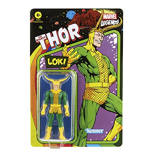 Hasbro Marvel Figura de acción Coleccionable de Loki Retro 375 de 9,5 cm Legends Series (F2671)