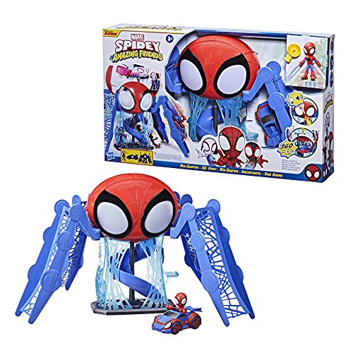 Hasbro Marvel Spidey and His Amazing Friends - Playset Aracnocuartel - Figura y vehículo - para niños a Partir de 3 años (F1461)