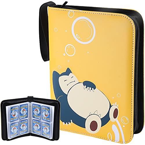 Hautton Folio Caperta para Almacenar Tarjetas de Pokemon, Album de Tarjetas Pokemon 400 Hojas Funda de Transporte Ligera -Amarillo