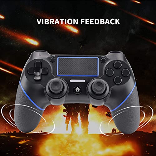 Hbaid Mando Compatible para Ps4, Mando inalámbrico Compatible para PS4 / Pro/Slim/PC, Joystick de Doble Choque para Juegos inalámbricos con luz LED TouchPad y Conector de Audio