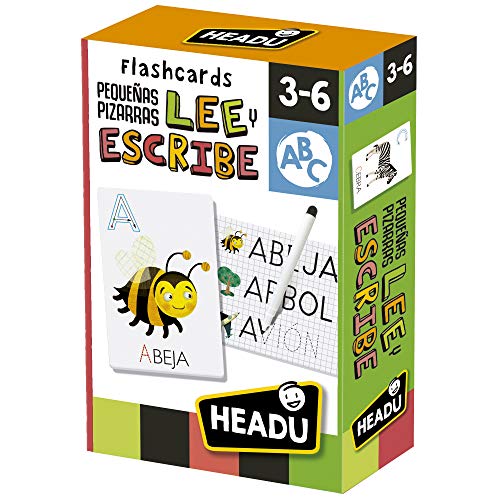 Headu- Haedu Flashcards Pequeñas pizarras Lee y Escribe. Juego Infantil Educativo para Aprender a Leer y Escribir. Recomendado niñas de Entre 3 y 6 años (ES28177)