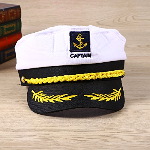 Healifty Yate Adulto capitán capitán Barco Marinero capitán Traje Sombrero Gorra Marino Almirante Marino (Blanco)