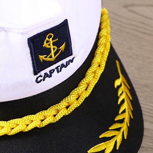 Healifty Yate Adulto capitán capitán Barco Marinero capitán Traje Sombrero Gorra Marino Almirante Marino (Blanco)