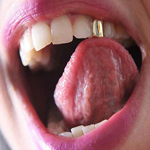 HEALLILY 2 piezas Hip Hop dientes Grillz Golden dientes tapas Punk joyas Musikfestival Carnaval Party Zahnschmuck Grillz Kostüm boca dientes accesorios Zahndekoration