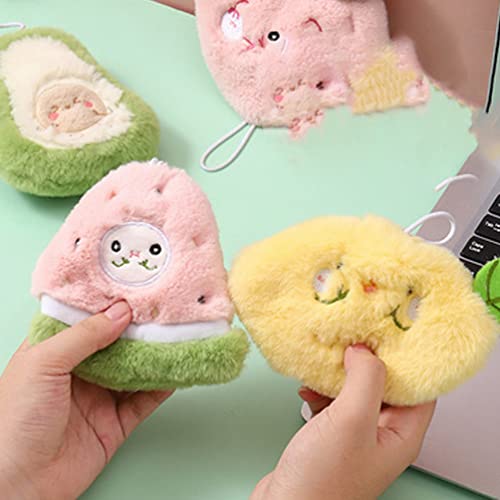 HEALLILY 4 Juegos de Peluche Juguete de Peluche de Peluche Handwarmer Portátil Fruta Pelusa Almohada Invierno Mano Manga Muñeco Cálido para Niños Mujeres Regalos de Cumpleaños Color