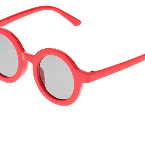 Hellery 1 par de Gafas de Sol para niños niñas Bonitas Gafas Redondas clásicas protección UV400 Vacaciones de Verano al Aire Libre - Rojo