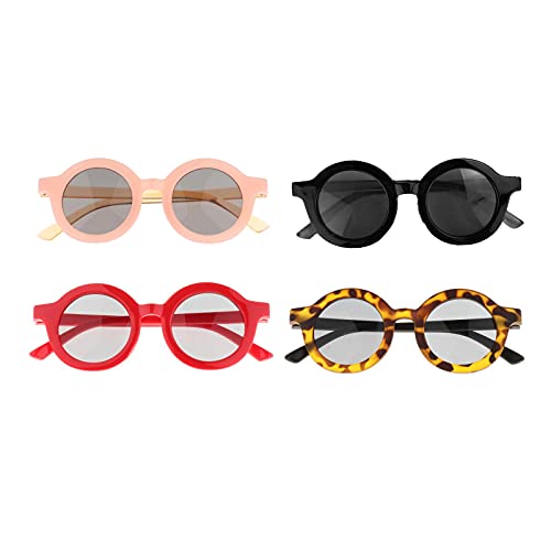 Hellery 1 par de Gafas de Sol para niños niñas Bonitas Gafas Redondas clásicas protección UV400 Vacaciones de Verano al Aire Libre - Rojo