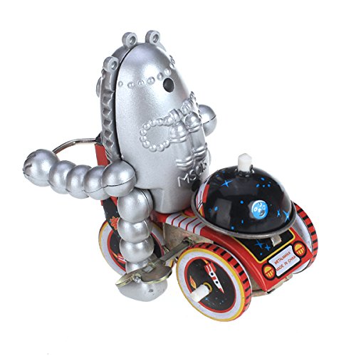 Hellery Wind Up Tin Toy Planet Robot En Triciclo Scooter Modelo De Coche De Colección