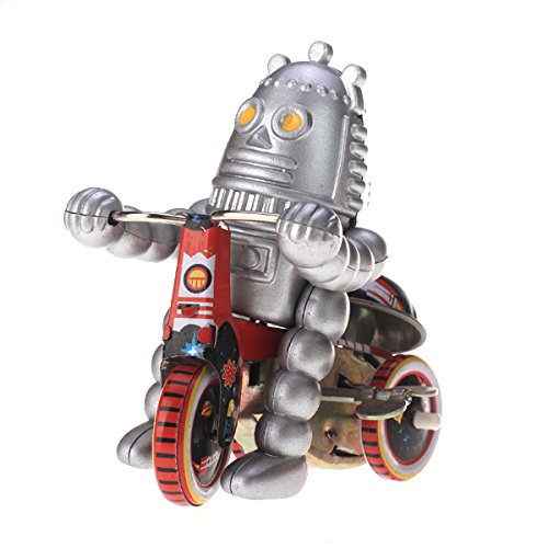 Hellery Wind Up Tin Toy Planet Robot En Triciclo Scooter Modelo De Coche De Colección