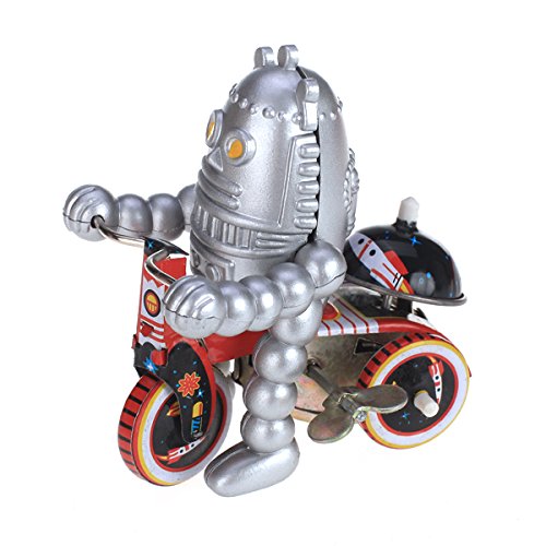 Hellery Wind Up Tin Toy Planet Robot En Triciclo Scooter Modelo De Coche De Colección