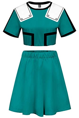 helymore Mujeres Halloween Carnival Disfraz de Cosplay de Anime Izuku Midoriya Camiseta + Falda, XS