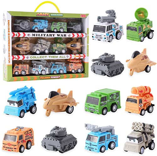 Herefun 12 Pcs Mini Coches Cars, Mini Die Cast Set, Juego de Coches de Juguete Vehículos, Tire hacia Atrás Coches de Juguetes para 3 años Niños Niñas