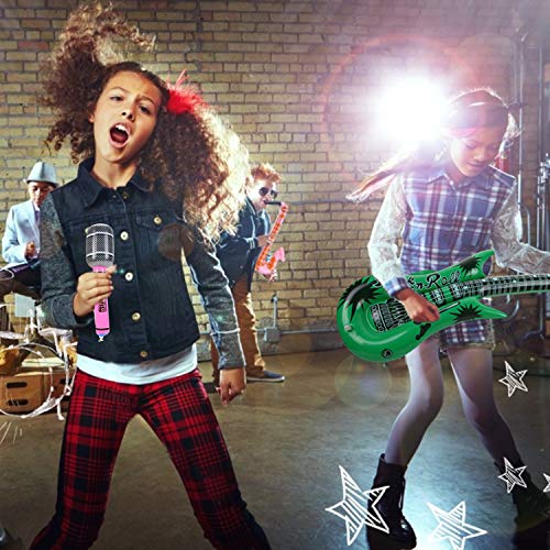 Herefun Inflables de Juguete, 16 Pcs Inflable Rock Guitarra Micrófono Saxofón Tambor Música Prop, Musicales Accesorios para Artículos de Fiesta Globos Color Al Azar (16 Pcs)