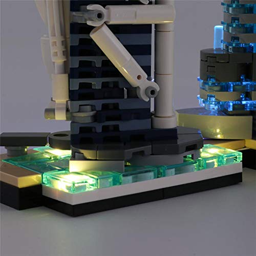 HLEZ Conjunto de Luces para Arquitectura Dubai Modelo de Construcción de Bloques, Juego de Luces LED Compatible con Lego 21052 (Modelo Lego no Incluido)