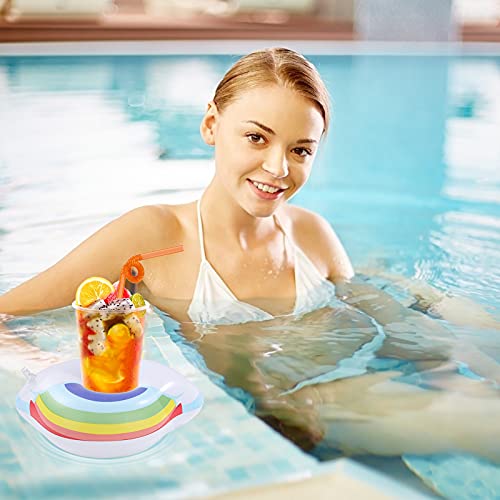 HOLEMZ Soporte Hinchable para Bebidas Piscina Flotador Inflable Posavasos Portátil Botellas para Decoración de Piscina Juguetes de baño Latas Reutilizable 9 Piezas