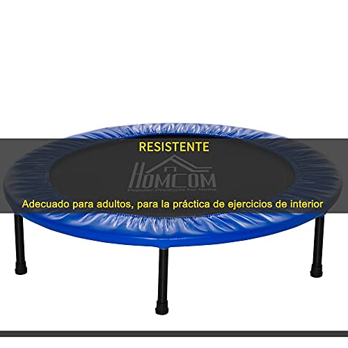 HOMCOM Cama Elástica Fitness Ø100 cm Trampolín de Acero con 36 Resortes con Protector de Borde Incluido para Entrenamiento Interior Carga Máx. 100 kg Negro y Azul